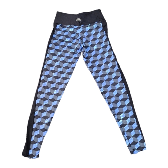 BumBum Bacana Women's Geometric Print Legging Size M/L Blue & Black Cute! - Picture 1 of 7